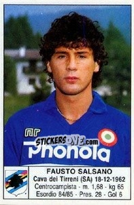 Sticker Fausto Salsano - Calciatori 1985-1986 - Edis