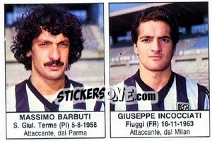 Cromo Massimo Barbuti / Giuseppe Incocciati - Calciatori 1985-1986 - Edis