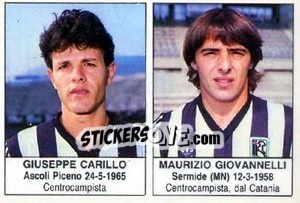 Cromo Giuseppe Carillo / Maurizio Giovannelli - Calciatori 1985-1986 - Edis