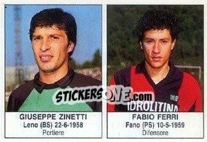 Sticker Giuseppe Zinetti / Fabio Ferri - Calciatori 1985-1986 - Edis