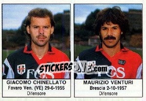 Sticker Giacomo Chinellato / Maurizio Venturi - Calciatori 1985-1986 n. 255 - Edis