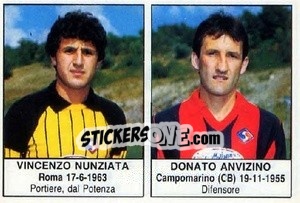 Cromo Vincenzo Nunziata / Donato Anvizino - Calciatori 1985-1986 - Edis