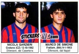 Cromo Nicola Garzieri / Marco De Simone - Calciatori 1985-1986 - Edis