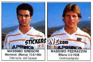 Cromo Massimo Gregori / Massimo Pedrazzini - Calciatori 1985-1986 - Edis