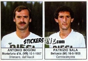 Sticker Antonio Bogoni / Patrizio Sala - Calciatori 1985-1986 - Edis