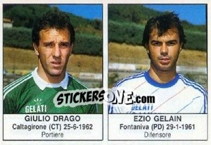 Sticker Giulio Drago / Ezio Gelain - Calciatori 1985-1986 n. 295 - Edis