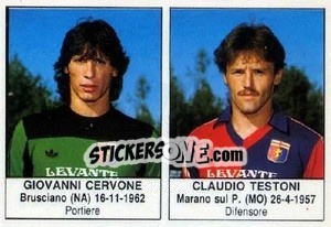 Sticker Giovanni Cervone / Claudio Testoni - Calciatori 1985-1986 n. 302 - Edis