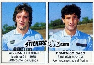 Cromo Giuliano Fiorini / Domenico Caso - Calciatori 1985-1986 - Edis