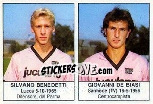 Cromo Silvano Benedetti / Giovanni De Biasi - Calciatori 1985-1986 - Edis