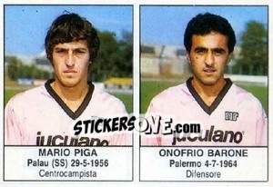 Sticker Mario Piga / Onofrio Barone - Calciatori 1985-1986 n. 329 - Edis