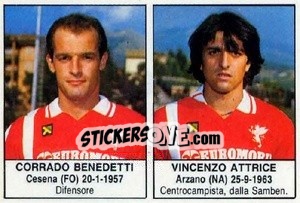 Figurina Corrado Benedetti / Vincenzo Attrice - Calciatori 1985-1986 - Edis