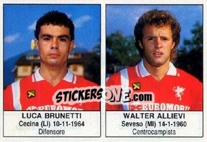 Sticker Luca Brunetti / Walter Allievi - Calciatori 1985-1986 n. 332 - Edis
