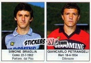 Cromo Simone Braglia / Giancarlo Petrangeli - Calciatori 1985-1986 - Edis