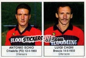 Sticker Antonio Schio / Luigi Cagni - Calciatori 1985-1986 n. 346 - Edis
