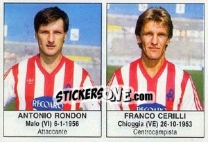 Cromo Antonio Rondon / Franco Cerilli - Calciatori 1985-1986 - Edis