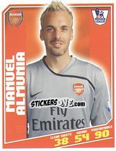 Sticker Manuel Almunia - Premier League Inglese 2008-2009 n. 6 - Topps
