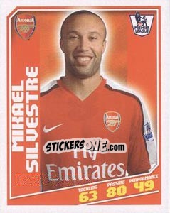 Cromo Mikael Silvestre - Premier League Inglese 2008-2009 - Topps