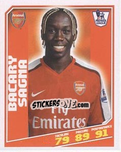 Sticker Bacary Sagna - Premier League Inglese 2008-2009 n. 11 - Topps