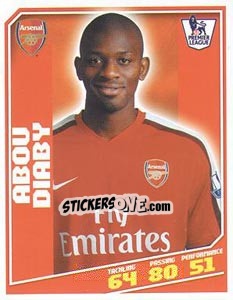 Sticker Abou Diaby - Premier League Inglese 2008-2009 n. 14 - Topps