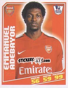 Sticker Emmanuel Adebayor - Premier League Inglese 2008-2009 n. 19 - Topps