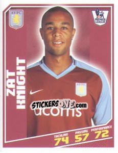Sticker Zat Knight - Premier League Inglese 2008-2009 - Topps