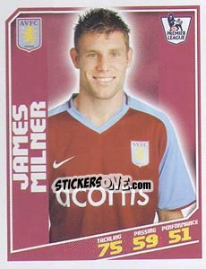 Sticker James Milner - Premier League Inglese 2008-2009 - Topps