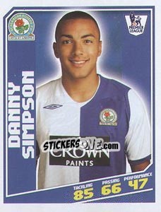 Sticker Danny Simpson - Premier League Inglese 2008-2009 - Topps