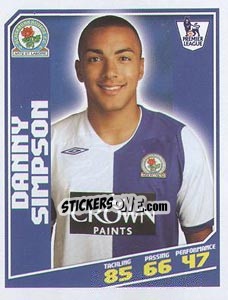Sticker Danny Simpson - Premier League Inglese 2008-2009 n. 55 - Topps