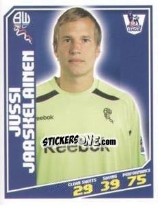 Cromo Jussi Jaaskelainen - Premier League Inglese 2008-2009 - Topps
