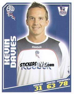 Sticker Kevin Davies - Premier League Inglese 2008-2009 n. 84 - Topps
