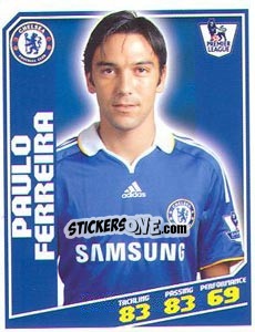 Sticker Paulo Ferreira - Premier League Inglese 2008-2009 n. 96 - Topps