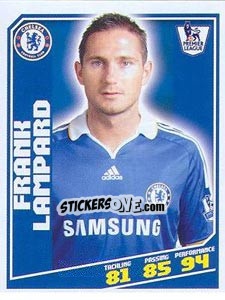 Sticker Frank Lampard - Premier League Inglese 2008-2009 n. 103 - Topps