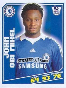 Sticker John Obi Mikel - Premier League Inglese 2008-2009 - Topps