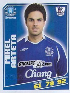 Sticker Mikel Arteta - Premier League Inglese 2008-2009 n. 120 - Topps