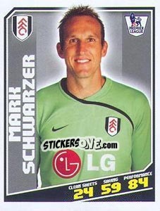 Figurina Mark Schwarzer - Premier League Inglese 2008-2009 - Topps