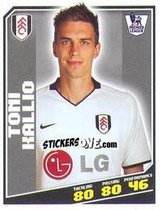Figurina Toni Kallio - Premier League Inglese 2008-2009 - Topps