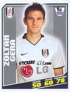 Figurina Zoltan Gera - Premier League Inglese 2008-2009 - Topps