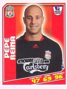 Sticker Pepe Reina - Premier League Inglese 2008-2009 n. 174 - Topps