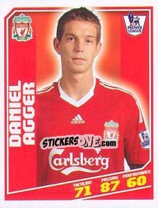 Sticker Daniel Agger - Premier League Inglese 2008-2009 n. 175 - Topps