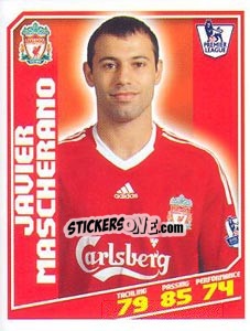 Sticker Javier Mascherano - Premier League Inglese 2008-2009 n. 185 - Topps