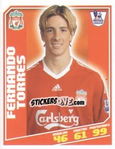 Sticker Fernando Torres - Premier League Inglese 2008-2009 n. 191 - Topps