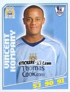 Sticker Vincent Kompany - Premier League Inglese 2008-2009 n. 200 - Topps