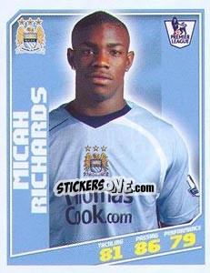 Figurina Micah Richards - Premier League Inglese 2008-2009 - Topps