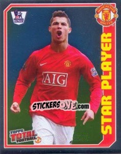 Sticker Cristiano Ronaldo (Star Player) - Premier League Inglese 2008-2009 n. 273 - Topps