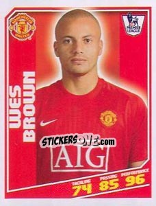 Figurina Wes Brown - Premier League Inglese 2008-2009 n. 275 - Topps