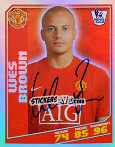 Figurina Wes Brown - Premier League Inglese 2008-2009 - Topps