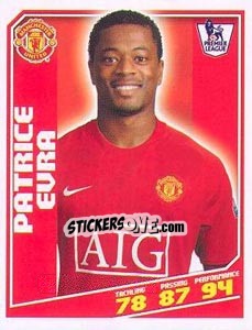 Sticker Patrice Evra - Premier League Inglese 2008-2009 - Topps