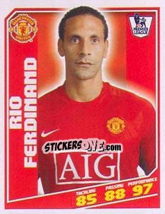 Sticker Rio Ferdinand - Premier League Inglese 2008-2009 n. 277 - Topps