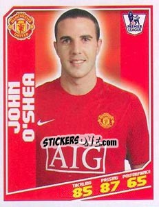 Sticker John O'Shea - Premier League Inglese 2008-2009 n. 279 - Topps