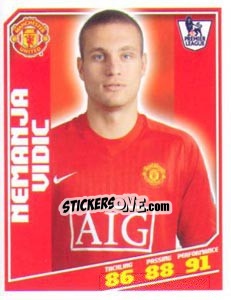 Sticker Nemanja Vidic - Premier League Inglese 2008-2009 n. 280 - Topps